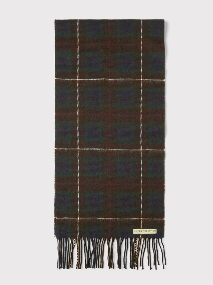 Mens Bronze Checked 100% Lambswool Scarf