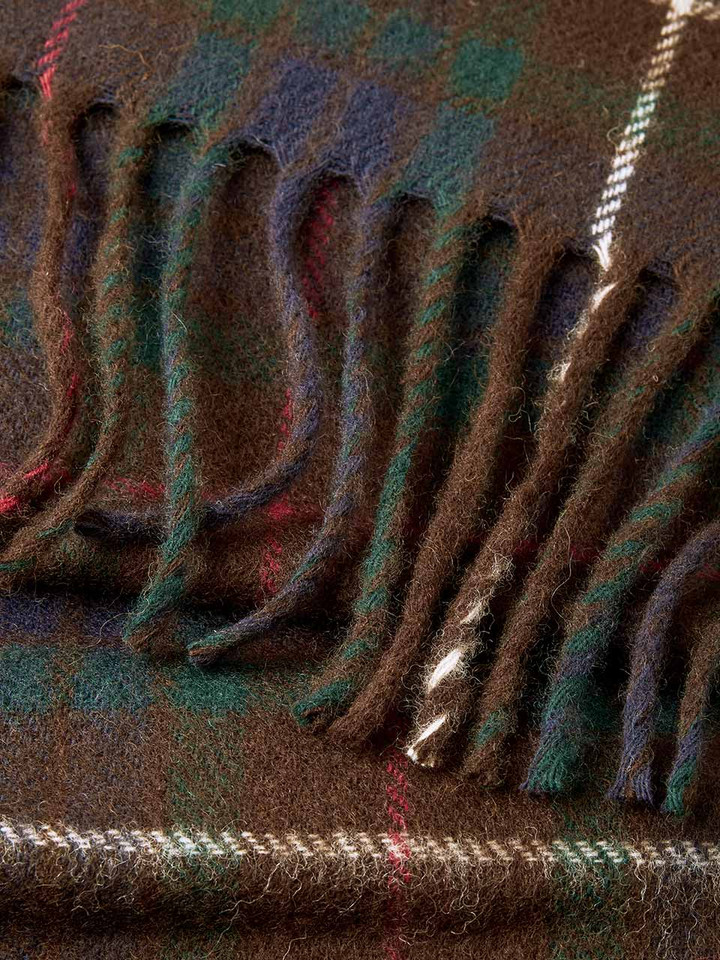 Mens Bronze Checked 100% Lambswool Scarf