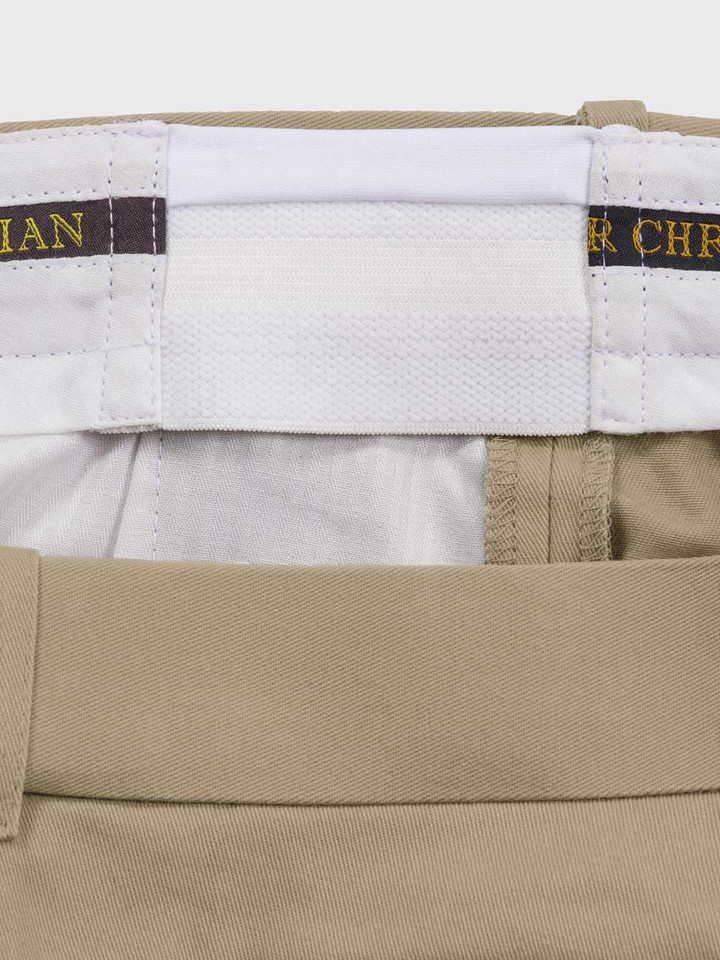 Men's Sand Beige Cotton Flat Front Chinos Expanding Comfort Waistband