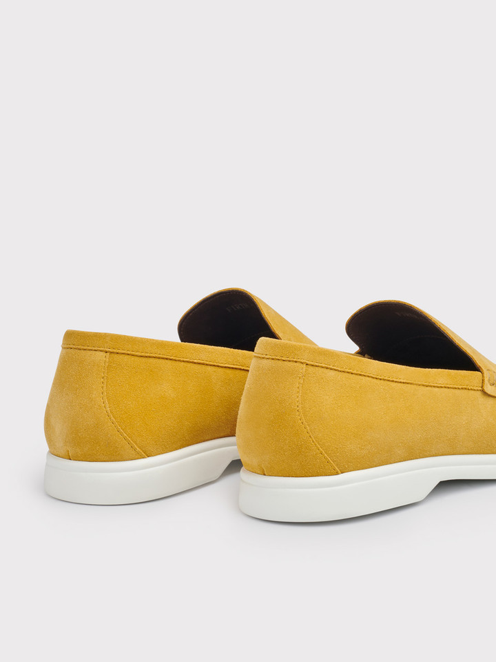 Men's Yellow Casual Suede Loafers Heels