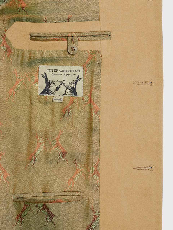 Moleskin Nehru Beige Gilet Inside