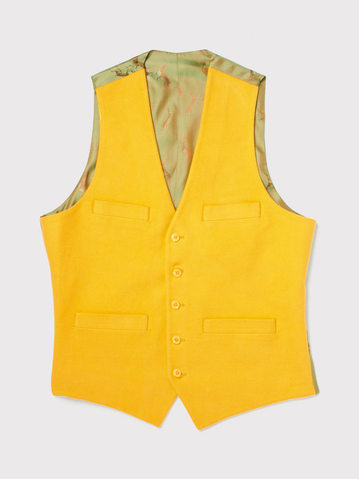 Buttercup Yellow Moleskin Waistcoat  Front