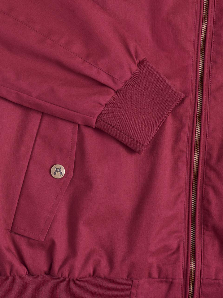 Men's Burgundy Harrington Jacket Sleeve Detail