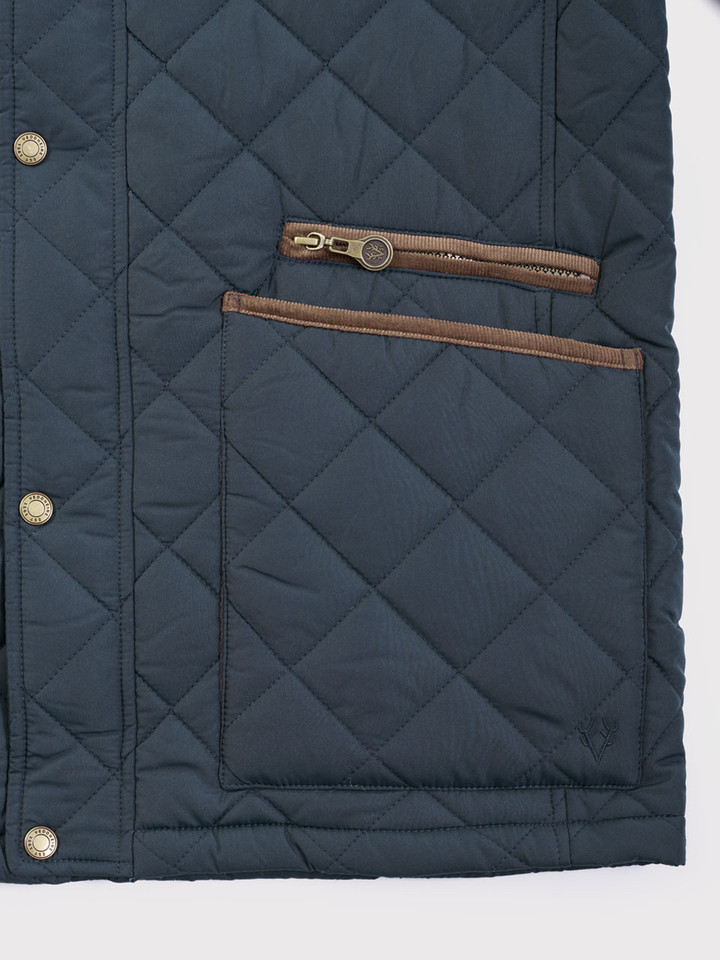 Men's Navy Blue Quilted Coat Pocket