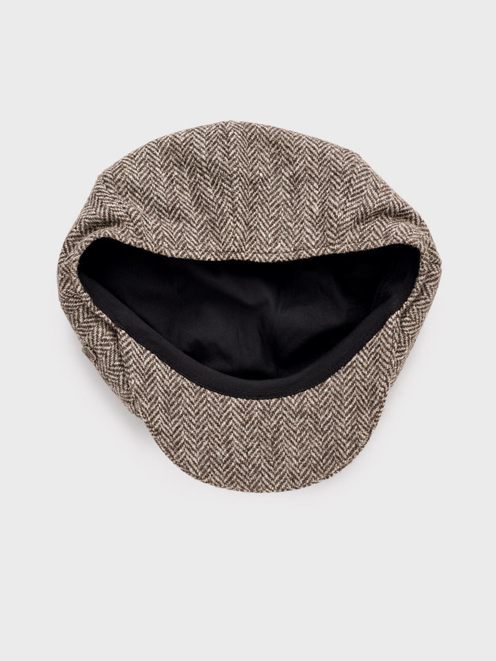 Undyed Wool Tweed Baker Boy Cap Inside