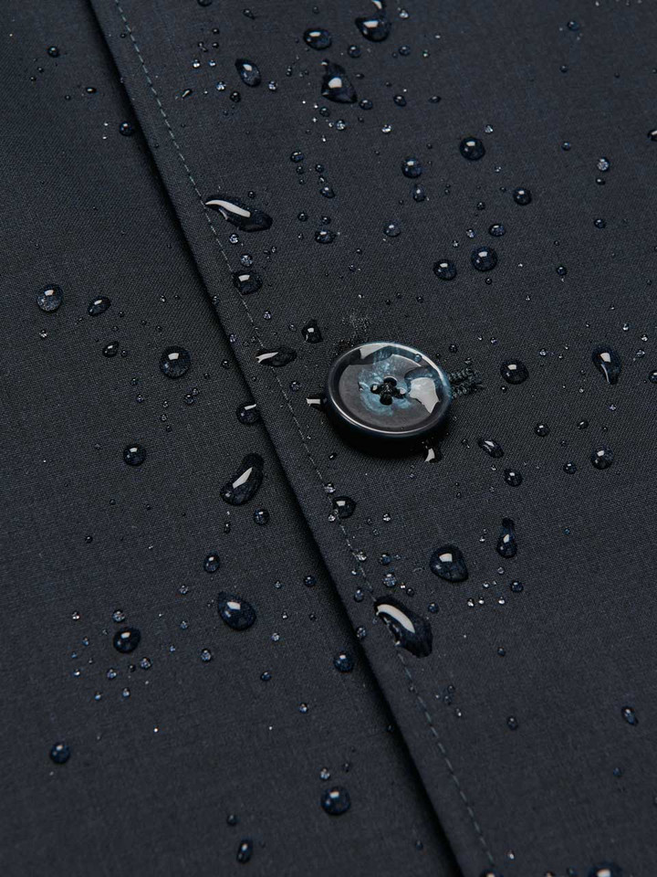 Men's Navy Luxury Wool Blend Mac Coat Shower Resistant