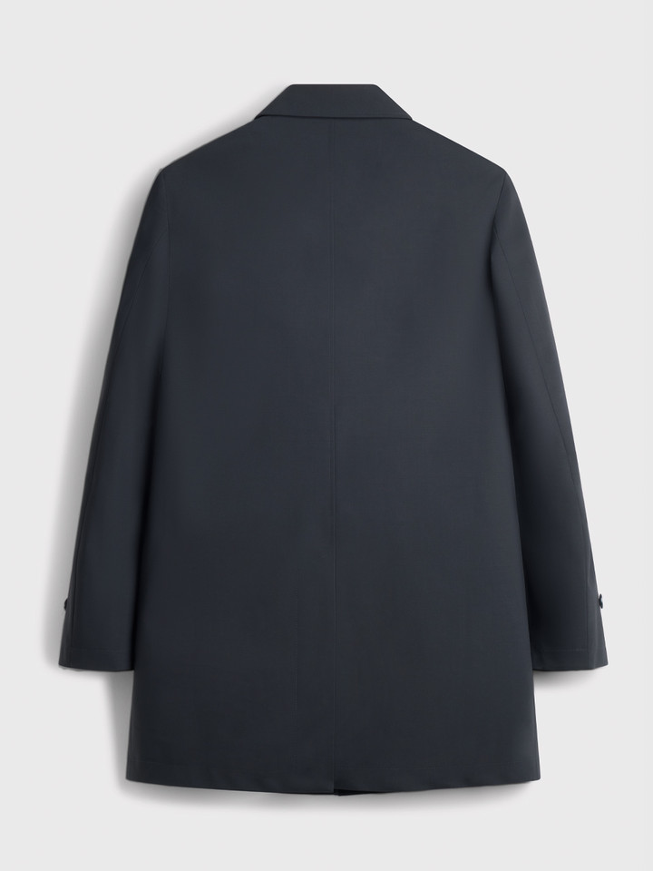 Men's Navy Luxury Wool Blend Mac Coat Back