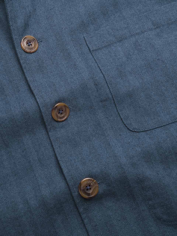 Men's Blue Herringbone Chore Jacket Buttons