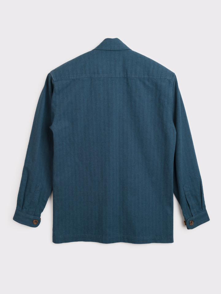 Men's Blue Herringbone Chore Jacket Back