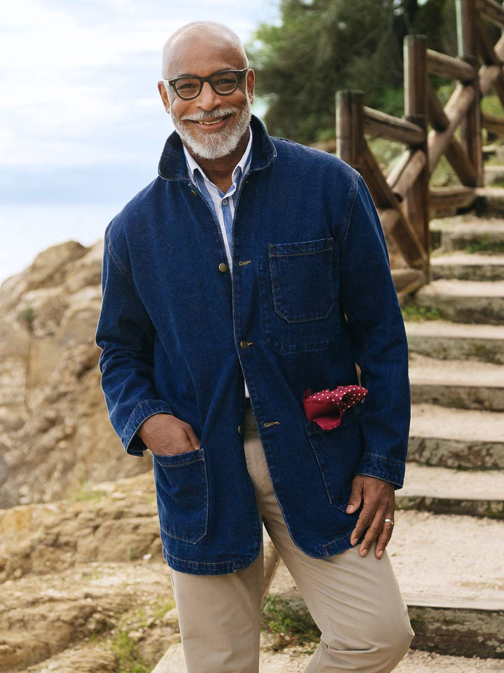 Model mens Denim Chore Jacket