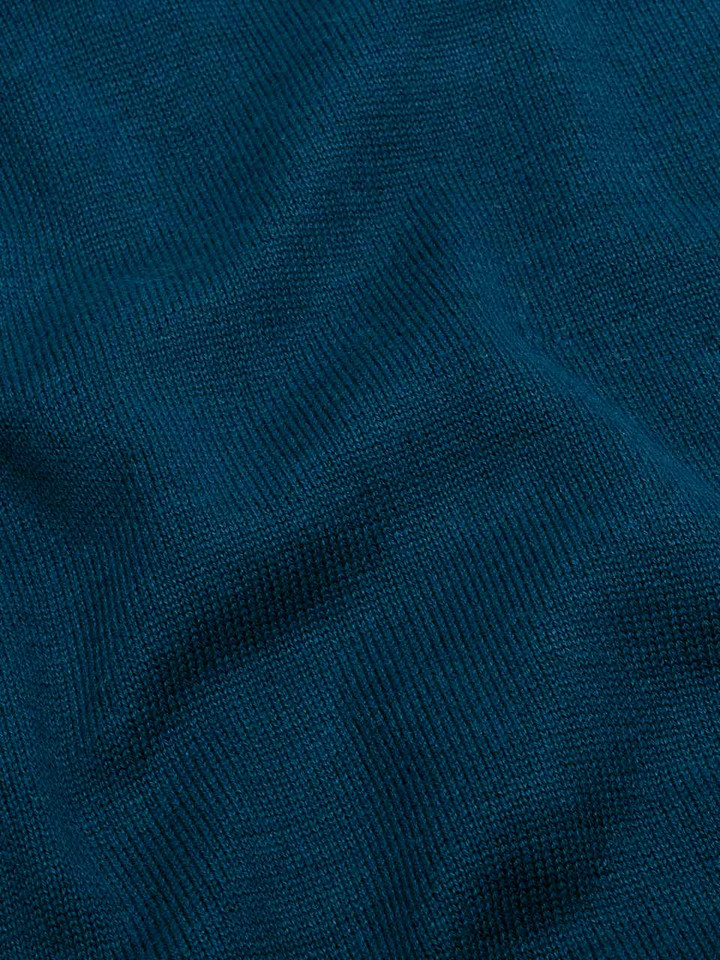 Men's Navy Cotton V Neck Jumper - Fabric Close Up