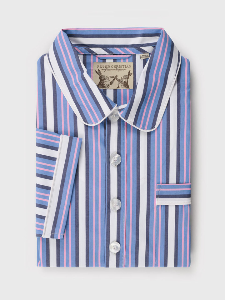 Blue and Pink Cotton Nightshirt Flat