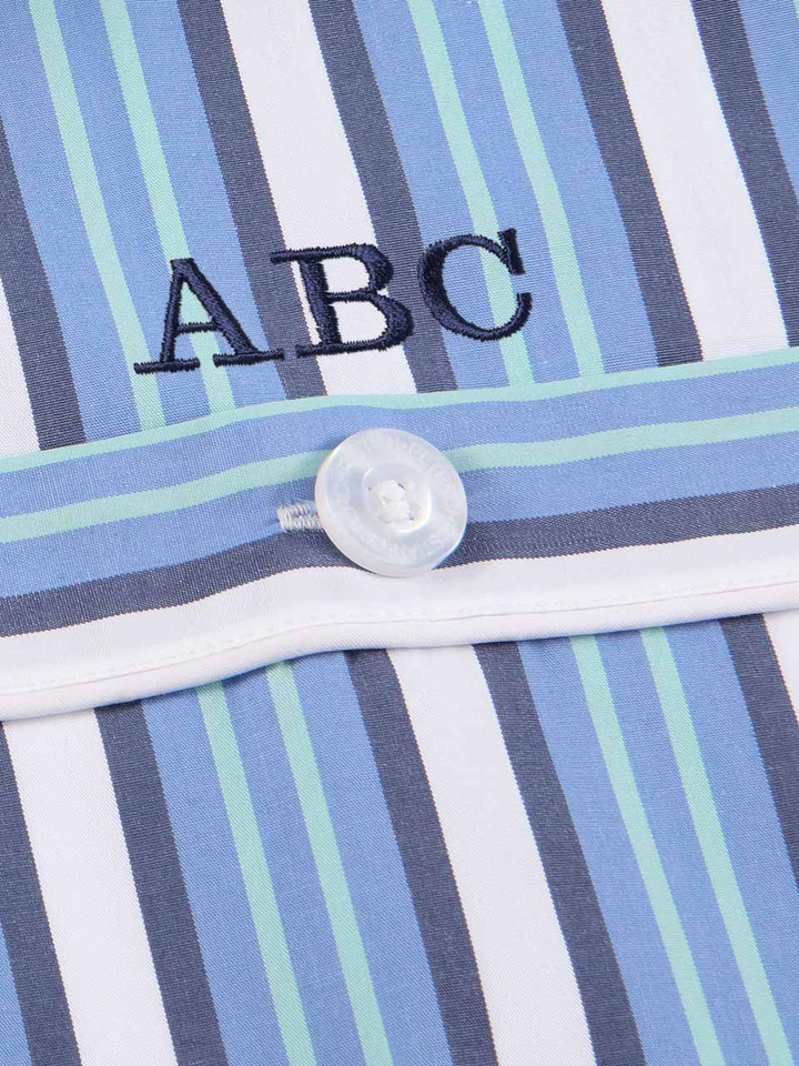 Mens Blue and Turquoise Nightshirt Monogramming Pocket Detail