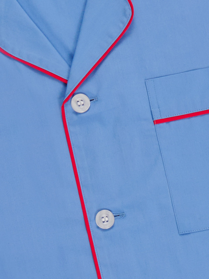 Front Placket Blue Shorty Pyjama Set