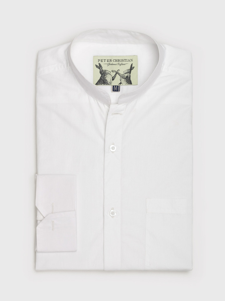 Double Cuff White Nehru Shirt