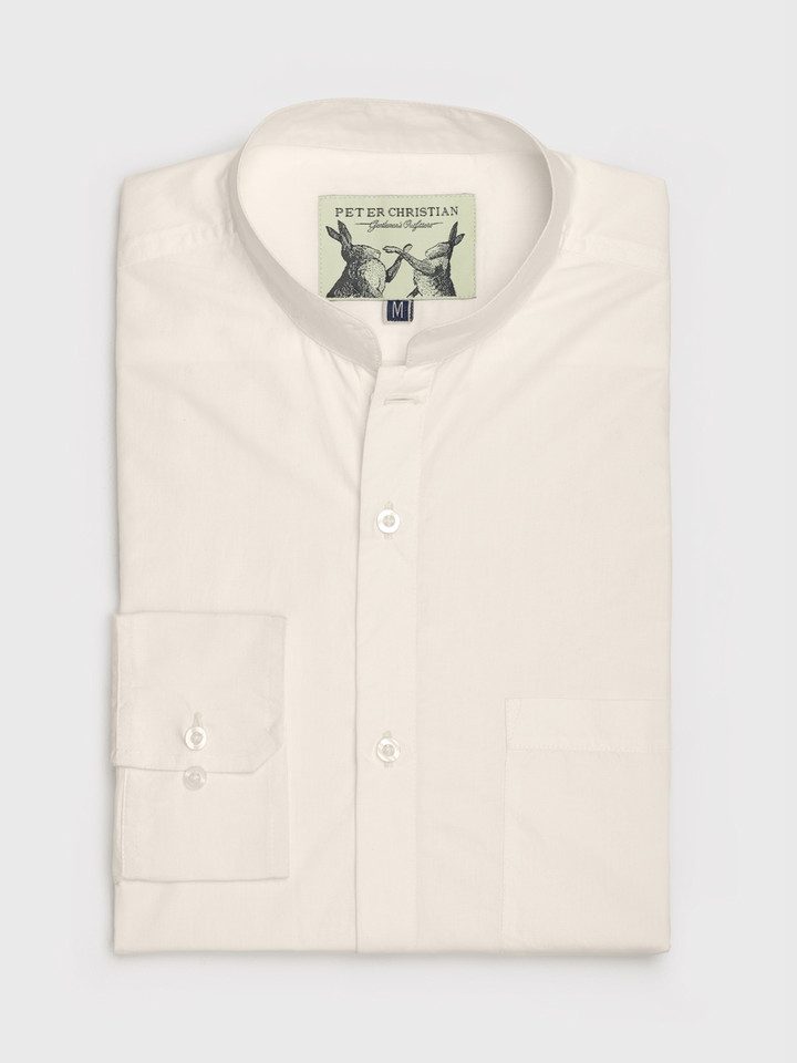Cream Nehru Collar Cotton Shirt