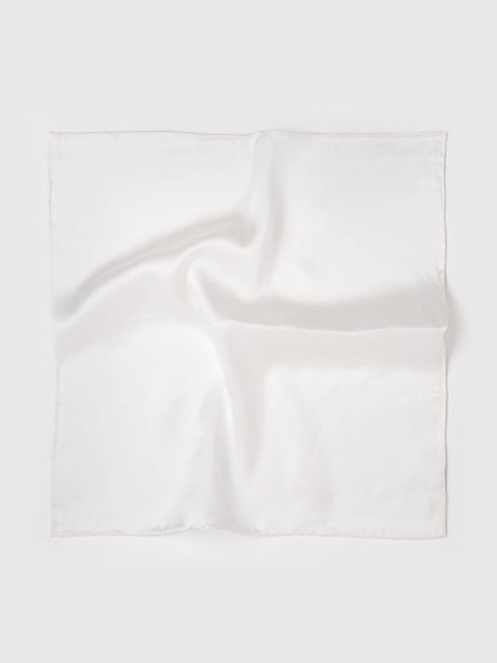 White 100% Silk Pocket Square