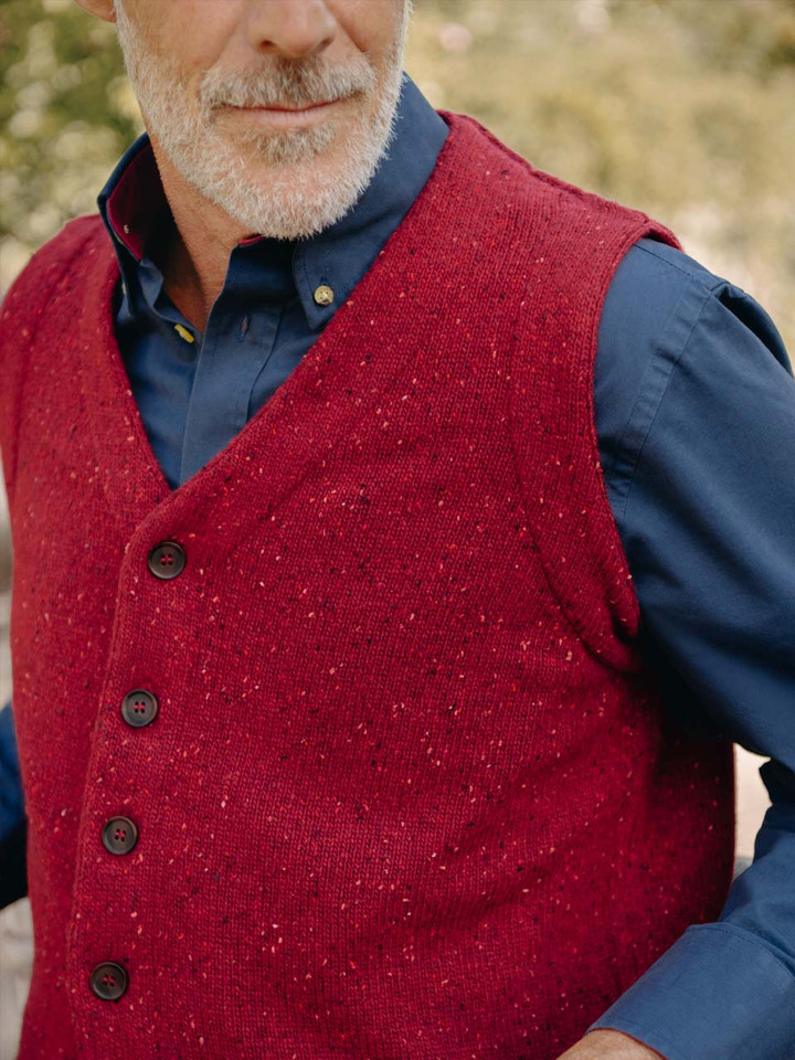 Detail of Red Knitted Waistcoat