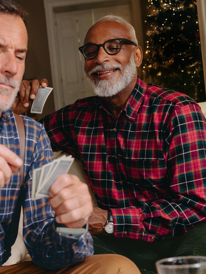 Red Brushed Cotton Tartan Shirt on Model