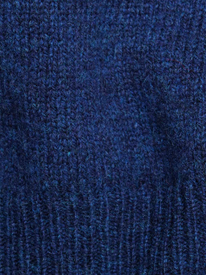 Navy Lambswool V-Neck Jumper Fabric