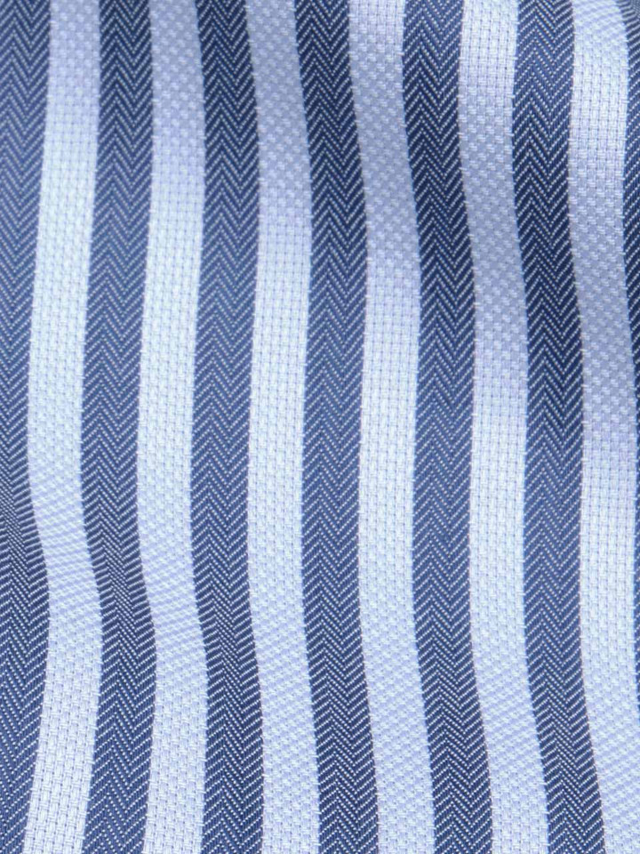 Navy and Blue Seidensticker Stripe Non Iron Shirt Fabric
