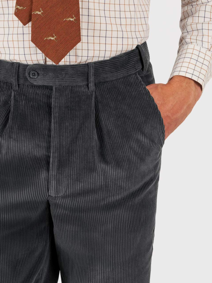 Charcoal Cord Trousers Front