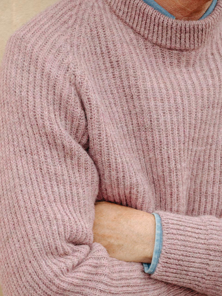 Mulberry Pink British Wool Fisherman Jumper Details