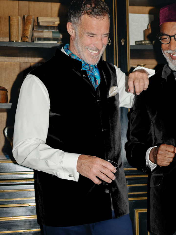 Black velvet nehru gilet