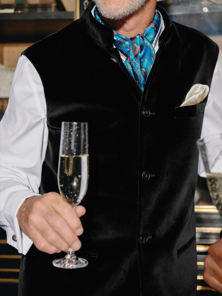 Black velvet nehru gilet