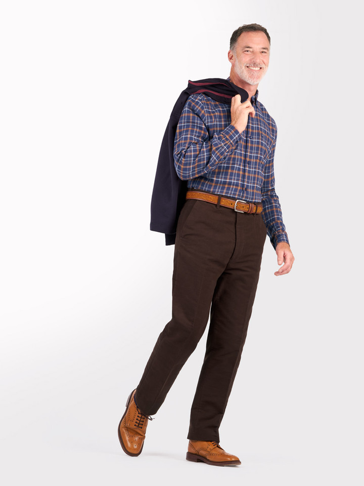 Navy Brushed Check Shirt model 01