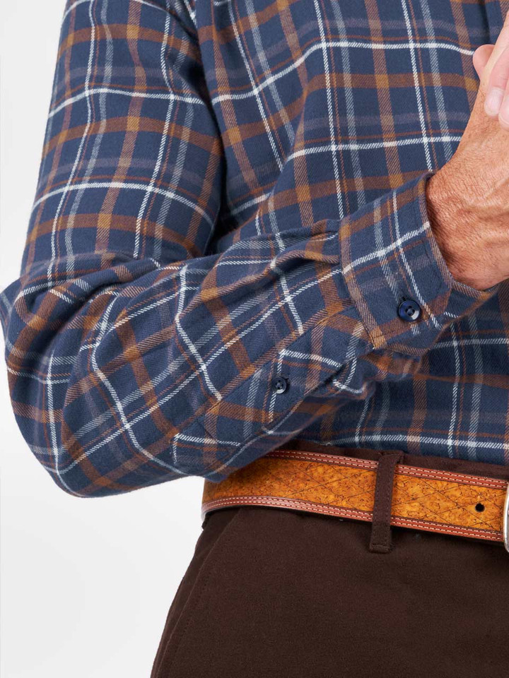 Navy Brushed Check Shirt model 03