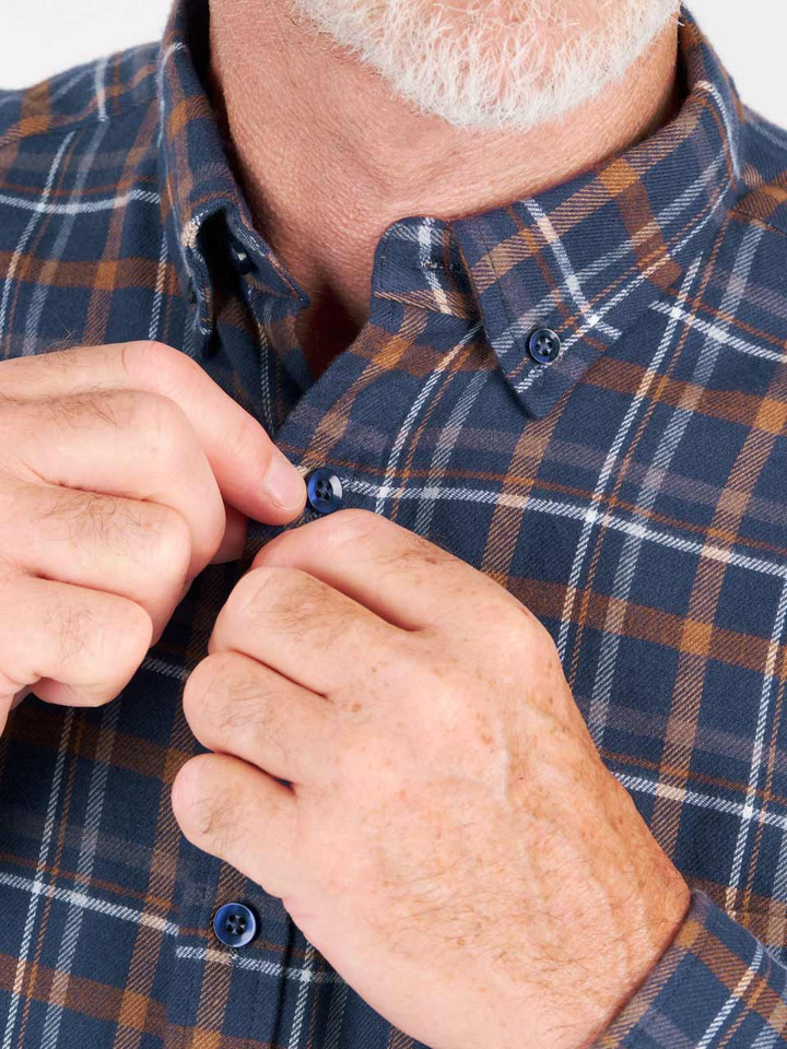 Navy Brushed Check Shirt model 02