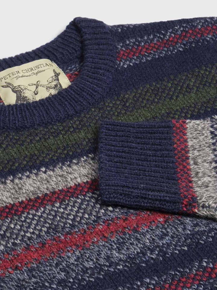Navy Striped Knitted Jumper Detail