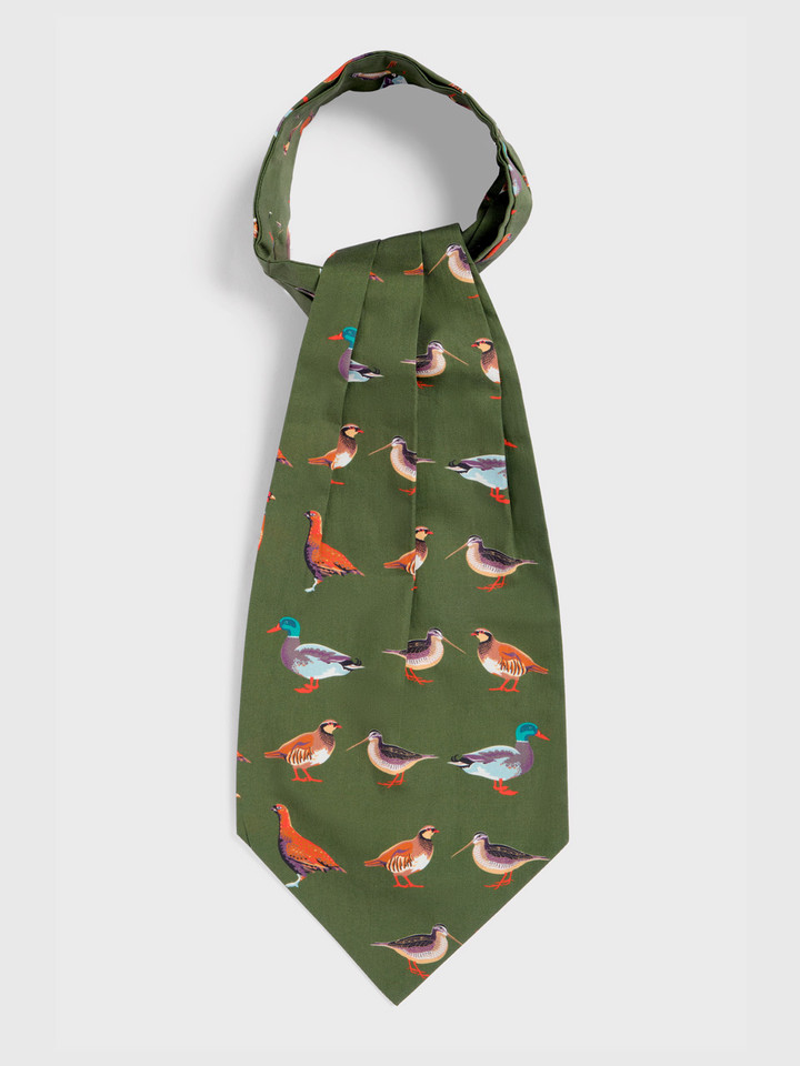 Green Game Birds Cravat Flat