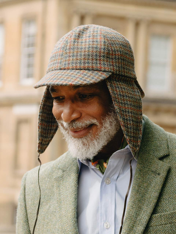 Mens Check Deerstalker Hat On Model