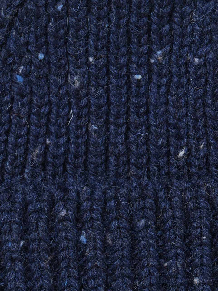 Mens Navy Beanie Hat Material Closeup