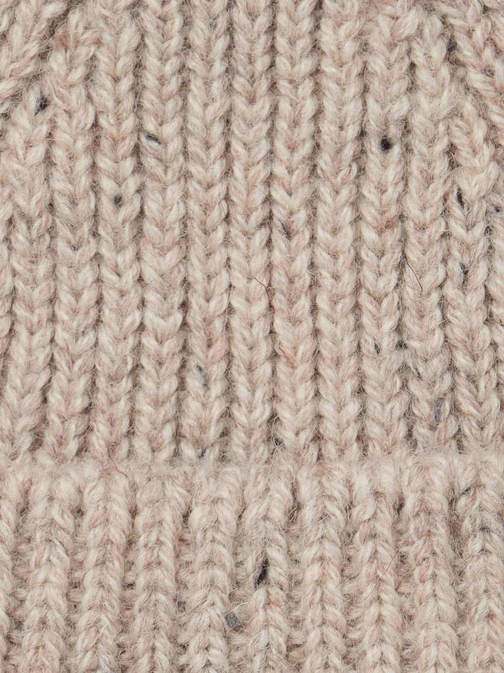 Oat British Wool Beanie Hat Material Closeup