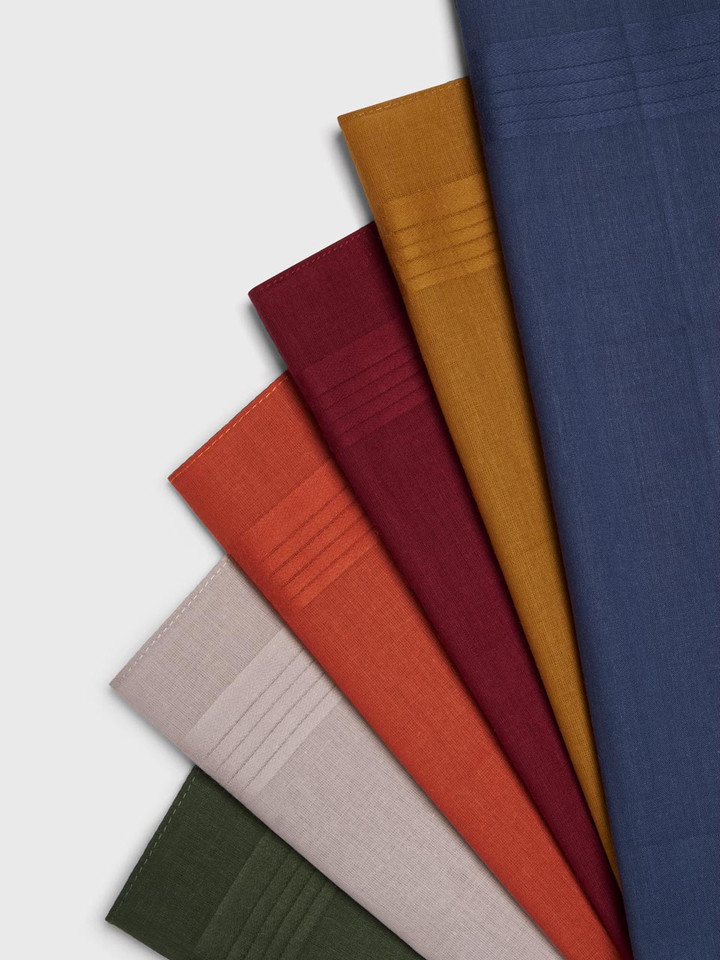 6 Pack Coloured Cotton Handkerchiefs Closeup