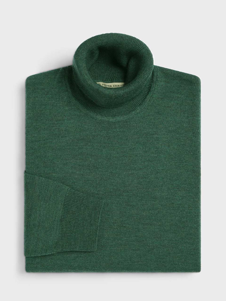 Pine Merino Polo Neck Jumper Folded