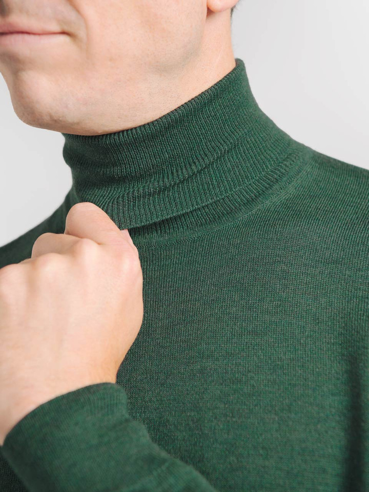 Pine Merino Polo Neck Jumper 02