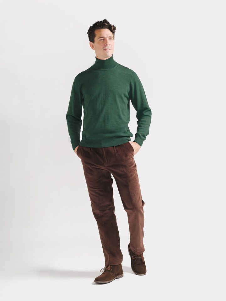 Pine Merino Polo Neck Jumper 01