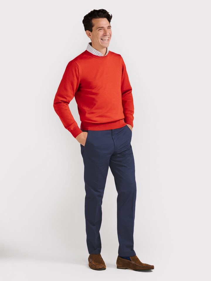 Mens Spice Merino Crew Neck Jumper On Model
