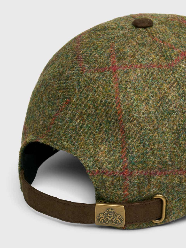 Green Checked Tweed Baseball Cap