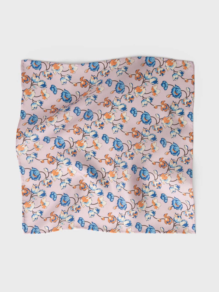 Mens Pale Yellow Floral Silk Pocket Square