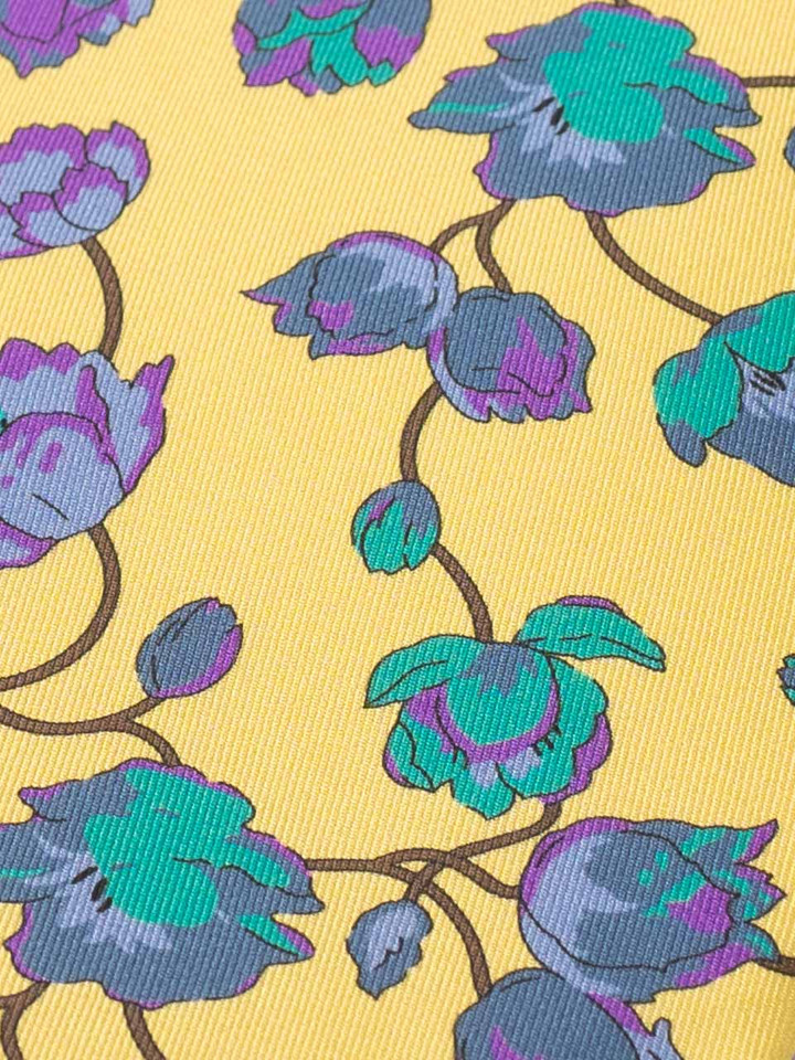 Mens Yellow Floral Silk Tie Pattern