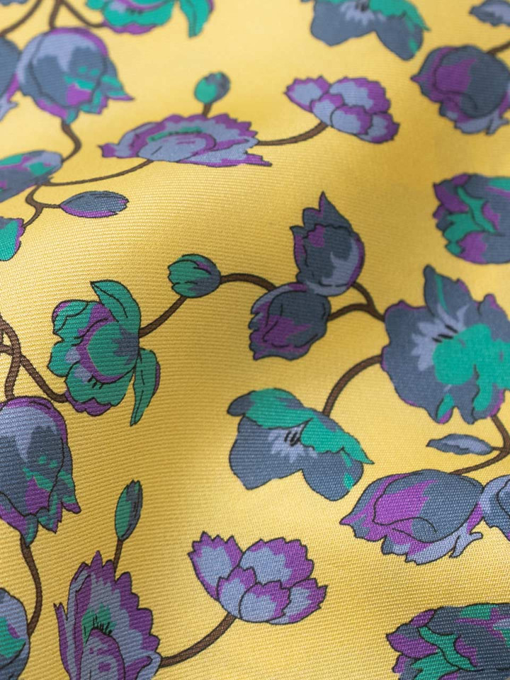 Mens Yellow Floral Silk Cravat Pattern