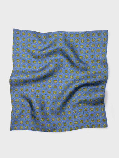 Blue Foulard Pocket Square Flat
