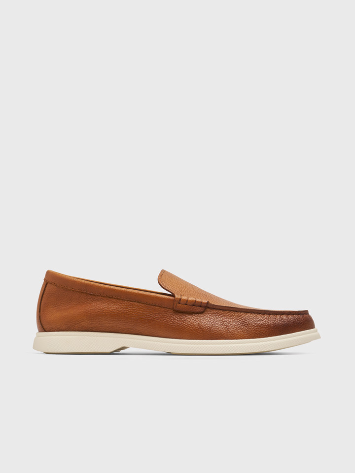 Tan Leather Grain Loafer Side