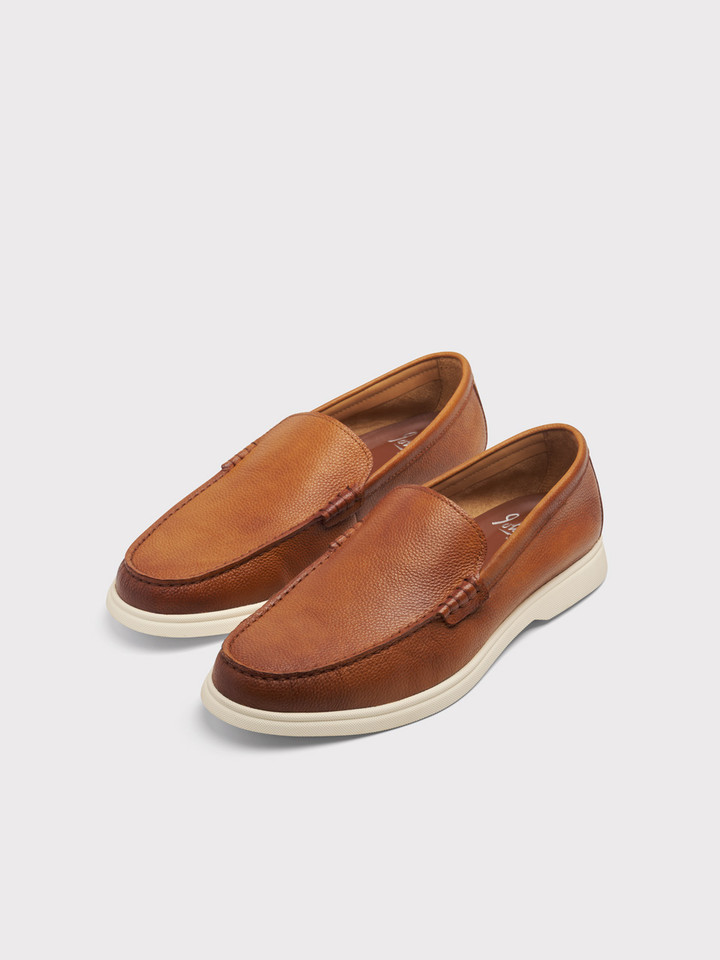 Tan Leather Grain Loafer Toes