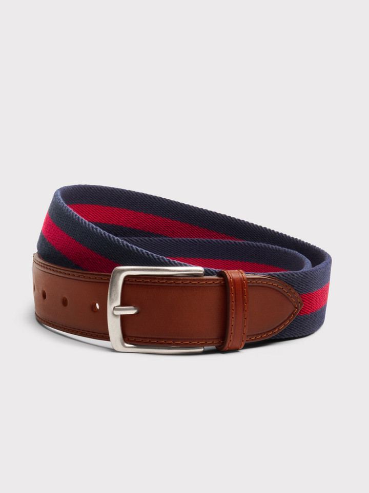 Navy and Red Stripe Canvas Belt